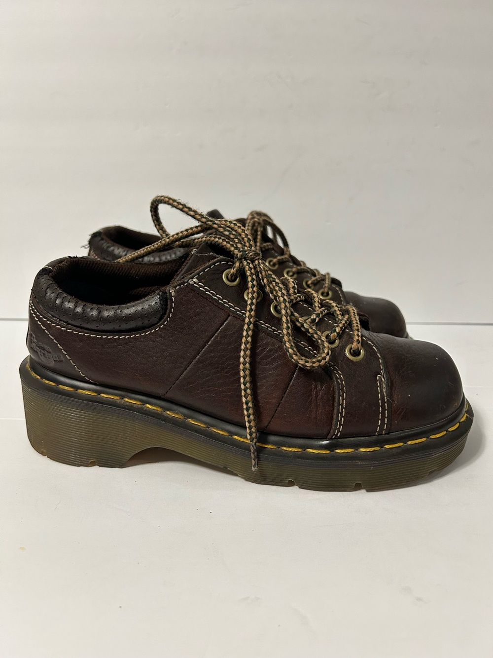 Vtg Dr. Martens Melissa Chunky Platform Shoes Women's Size 7 Brown Leather Y2K